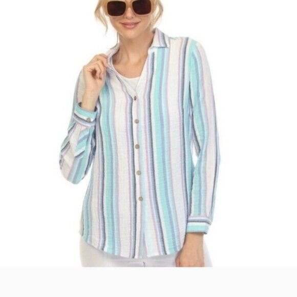 Tops - NWT Escape by Habitat Cotton Crinkle button Shirt Sz.M